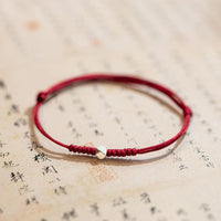 KarmaRipple's 925 Sterling Silver Fortune Bead Protection Red String Woven Bracelet
