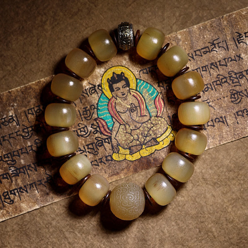 KarmaRipple's Handmade Tibetan Sheep Horn Om Mani Padme Hum Auspiciousness Bracelet p1