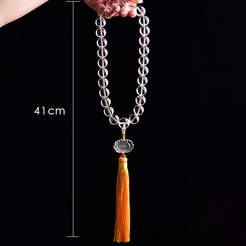KarmaRipple's Authentic Ivory Gemstone Lotus Wrist Mala Meditation Tassels Pocket Mala Car Decoration p7