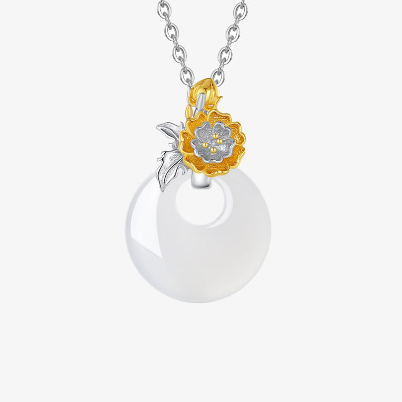 KarmaRipple's 925 Sterling Silver Round Chalcedony Twelve Months Flower Balance Pendant Necklace p40