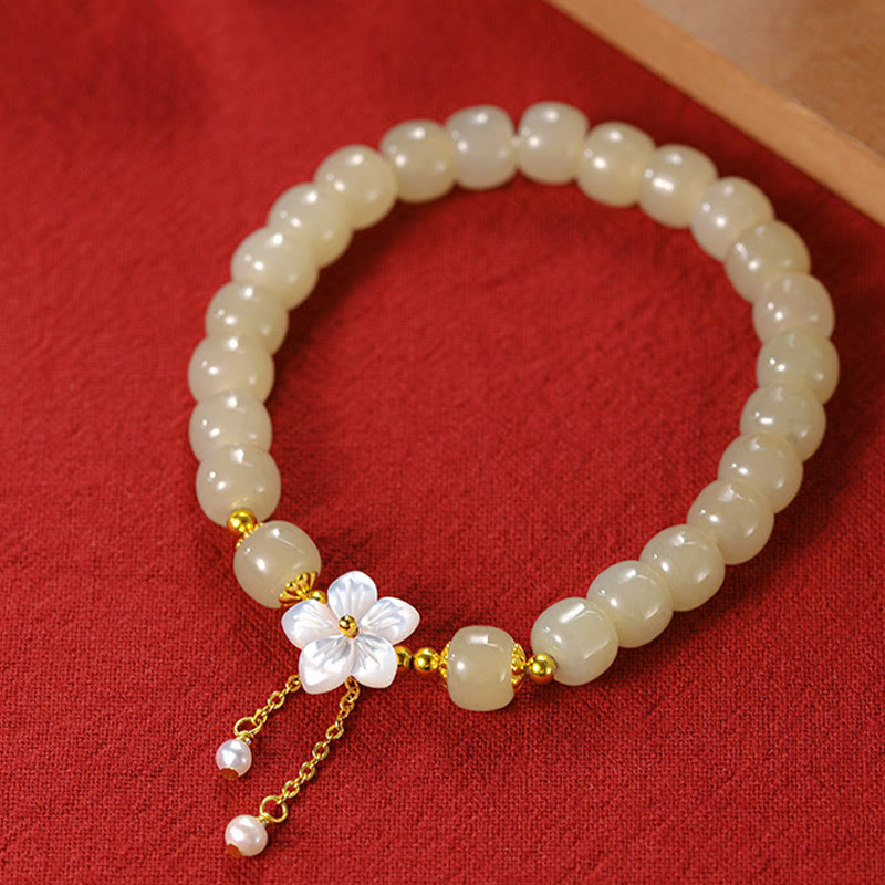 KarmaRipple's 925 Sterling Silver Authentic Hetian Jade Fortune Flower Bracelet p3