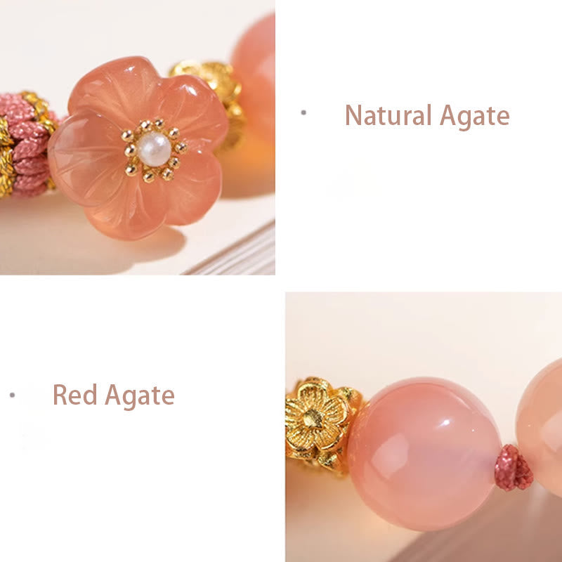 KarmaRipple's Authentic Gradient Agate Reincarnation Weave Peach Blossom Wealth Fortune Handmade String Bracelet p6