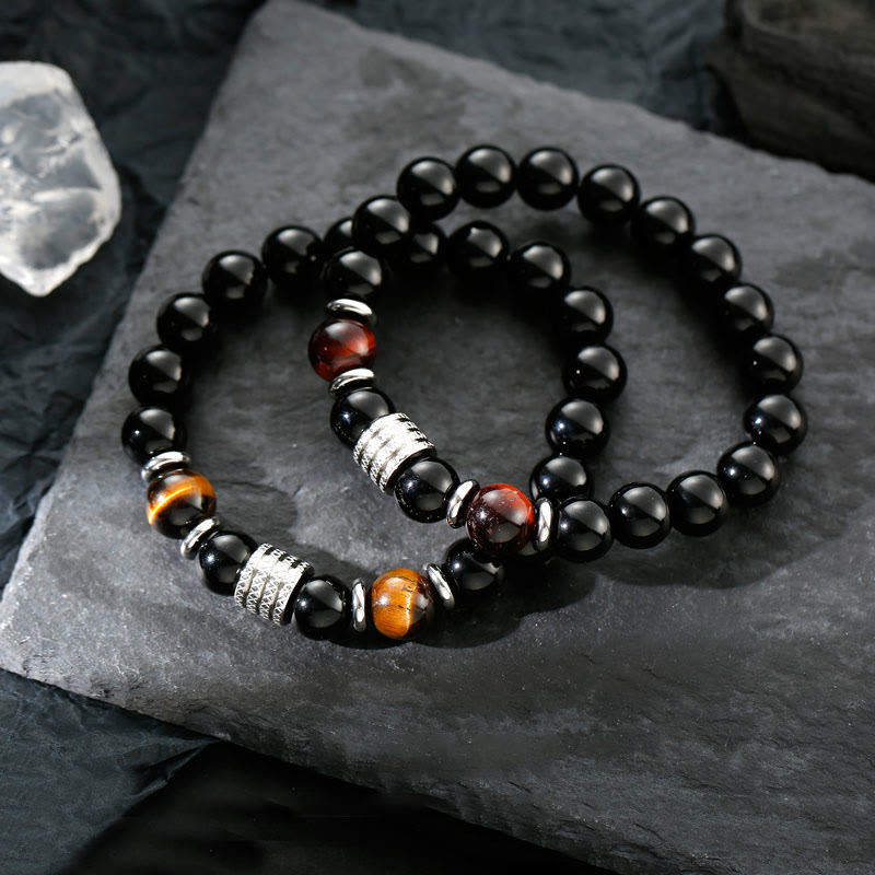 KarmaRipple's Authentic Black Obsidian Tiger Eye Strength Fulfillment Bracelet p5