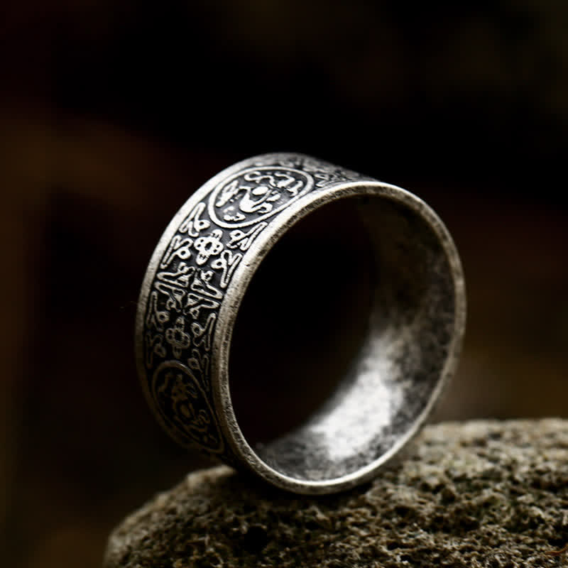 KarmaRipple's Four Guardian Beast Dragon Ivory Tiger Suzaku Basalt Carved Success Fortune Ring p40