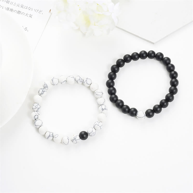 KarmaRipple's 2pcs Authentic Frosted Stone Ivory Turquoise Bead Pair Bracelet p4