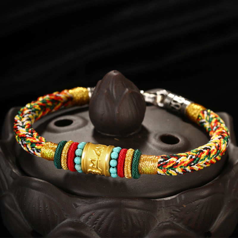 KarmaRipple's Tibet 999 Gold Om Mani Padme Hum Handmade Eight Thread Peace Weave Fortune Bracelet p16