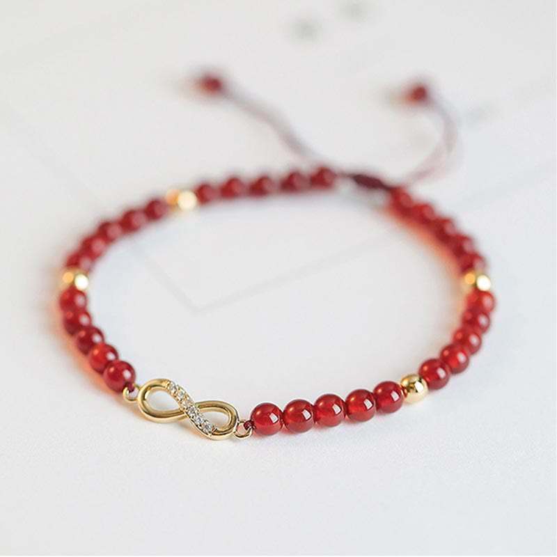 KarmaRipple's Authentic Red Agate Endless Weave Four Leaf Clover Star Confidence String Bracelet p8