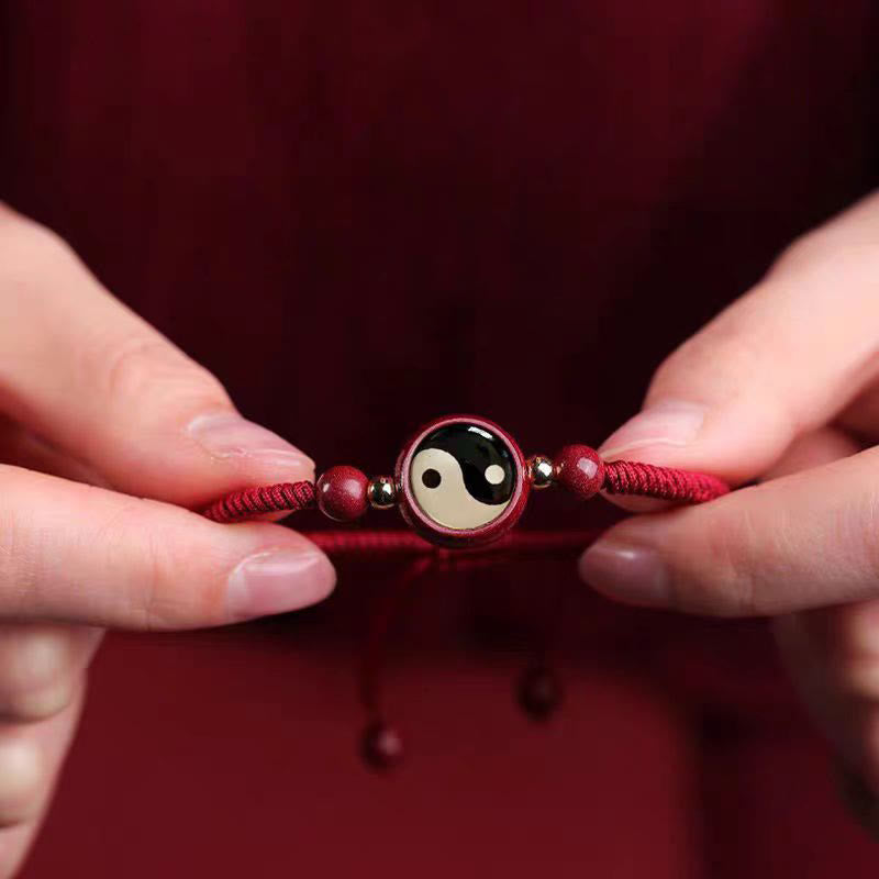 KarmaRipple's Fortunate Cinnabar Red String Yin Yang Symbol Bagua Blessing Bracelet p6