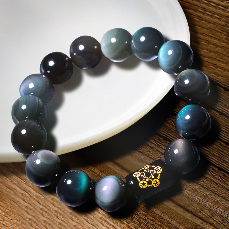 KarmaRipple's Authentic Rainbow Obsidian Positive Transformation Bracelet p10