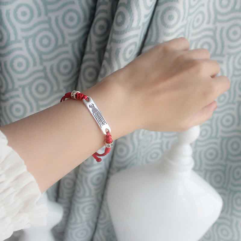 KarmaRipple's 925 Sterling Silver Red String Fortune Strength Braid Bracelet p3