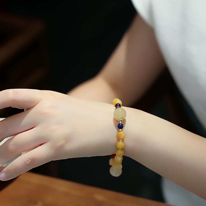 KarmaRipple's Authentic Golden Silk Jade Gourd Talisman Wealth Fortune Bracelet p8