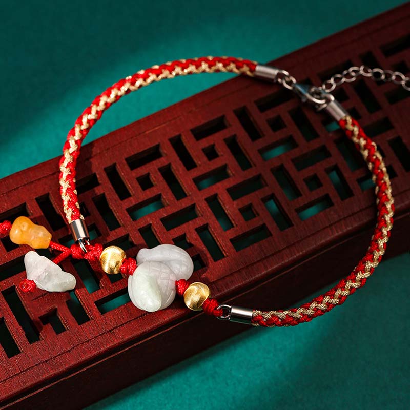KarmaRipple's Chinese Zodiac Jade Prosperity Red String Bracelet Anklet p28