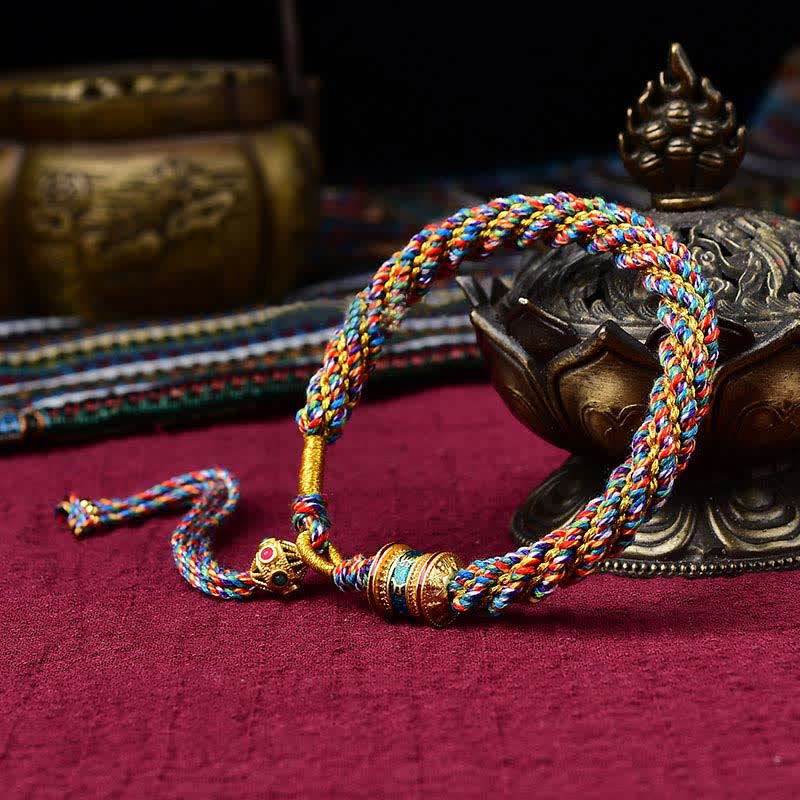 KarmaRipple's Tibetan Handmade Fortune Thangka Prayer Wheel Talisman Weave String Bracelet p2