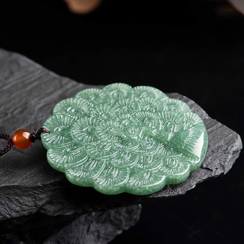 KarmaRipple's Authentic Jade Peacock Fortune Prosperity Pendant Necklace p7