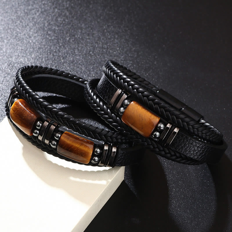 KarmaRipple's Tiger Eye Power Magnetic Buckle Multilayered Leather Bracelet p3