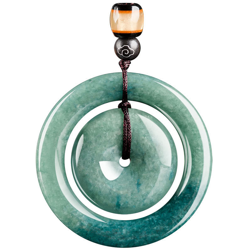 KarmaRipple's Authentic Round Jade Peace Buckle Fortune Prosperity Pendant Necklace p9