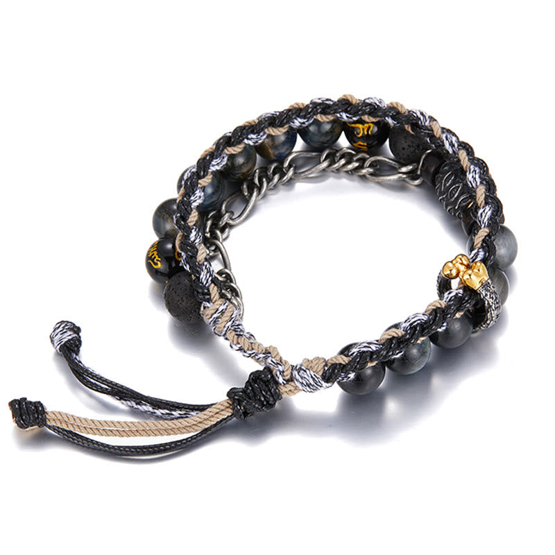 KarmaRipple's 925 Sterling Silver Lava Rock Eagle's Eye Stone Fortunate Beadwork Handmade Balancing Bracelet p4