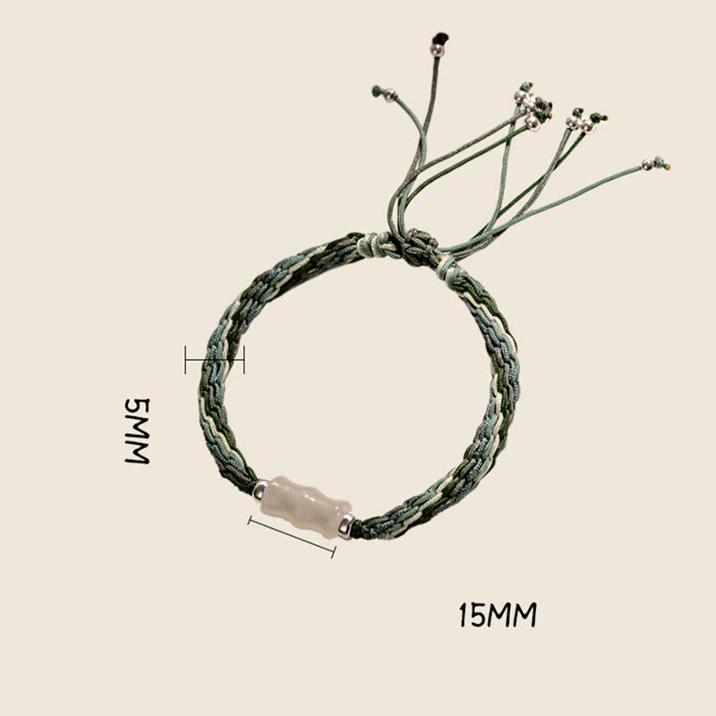 KarmaRipple's Ivory Jade Bamboo Reincarnation Weave Wealth Fortune Strength String Bracelet p10