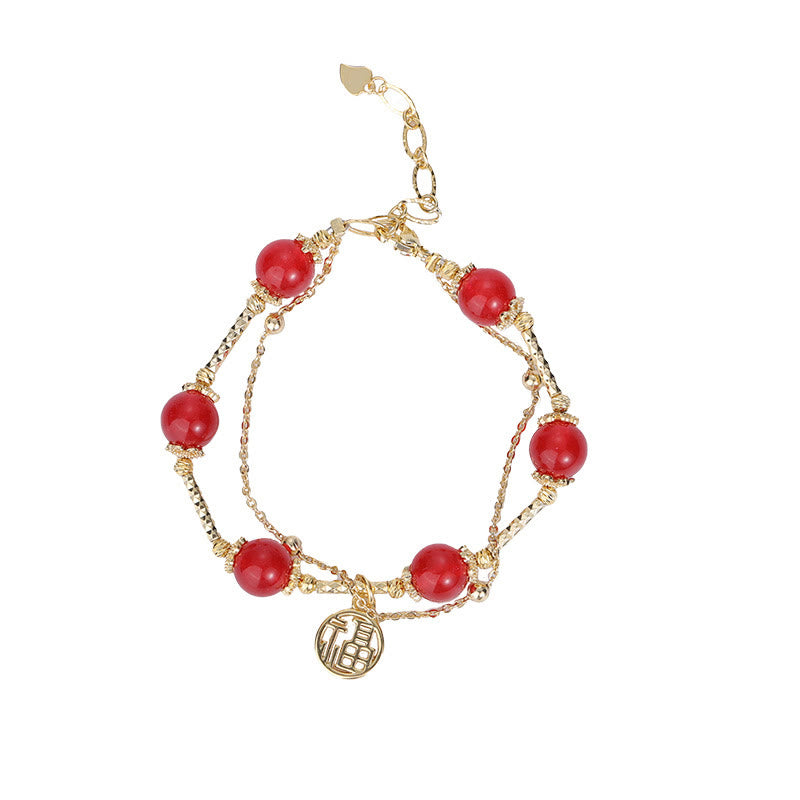 KarmaRipple's Red Agate Fu Character Talisman Self-acceptance Bracelet p11
