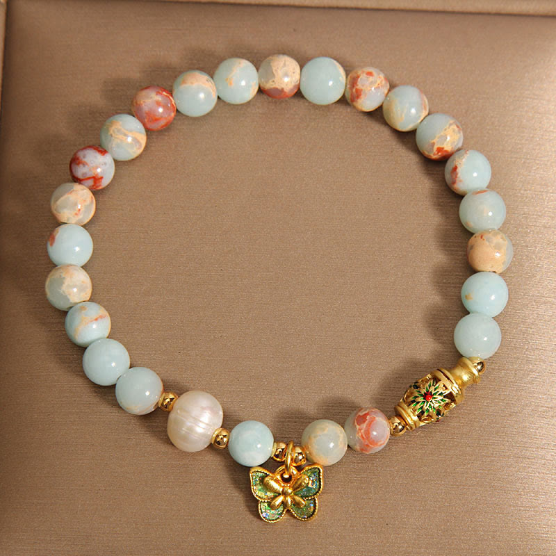 KarmaRipple's Shoushan Stone Pearl Butterfly Wealth Bracelet p6