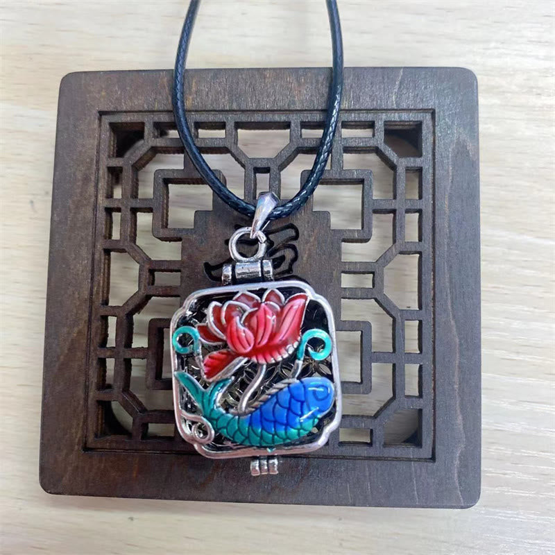 KarmaRipple's Koi Fish Lotus Bronze Coins Fortune Ghau Prayer Box Pendant Necklace p2