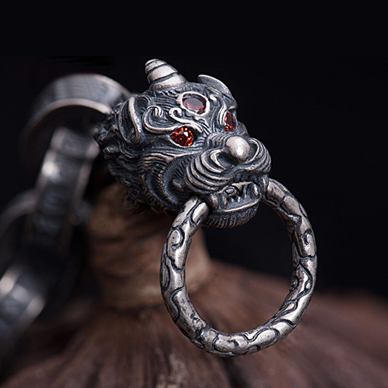 KarmaRipple's 925 Sterling Silver Dragon Kirin Om Mani Padme Hum Success Strength Bracelet Bangle p2