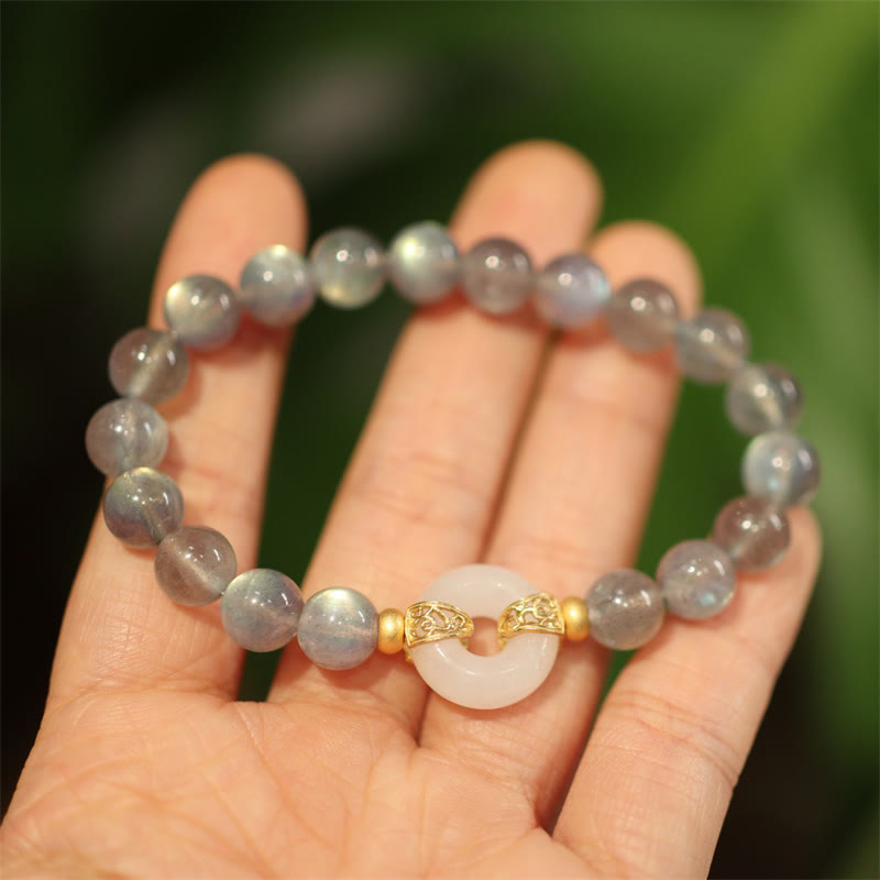 KarmaRipple's Authentic Moonstone Heitan Jade Peace Buckle Balancing Bracelet p7