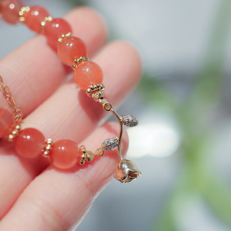 KarmaRipple's Authentic Red Agate Rose Confidence Calm Chain Bracelet p5