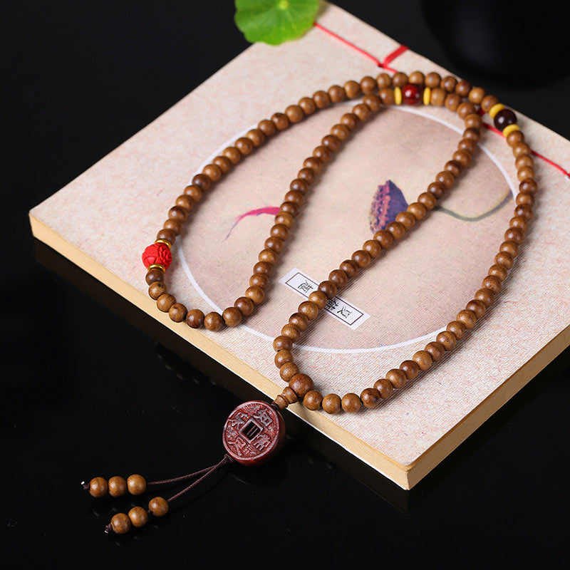 KarmaRipple's 108 Mala Beadwork Peach Wood Bodhi?Seed Lotus Prayer Meditation Bracelet p7