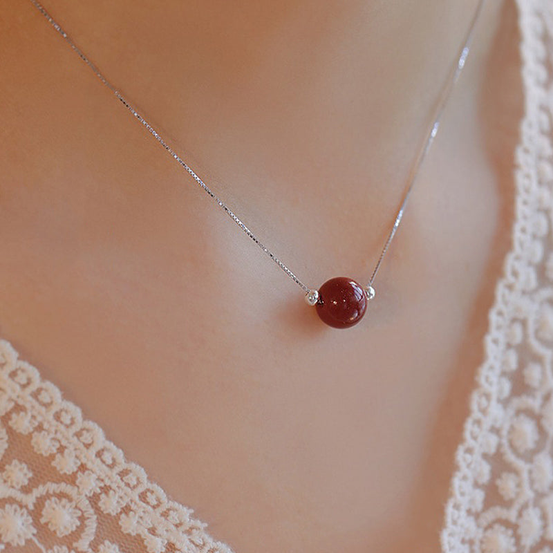 KarmaRipple's 925 Sterling Silver Cinnabar Bead Calm Blessing Pendant Necklace p6