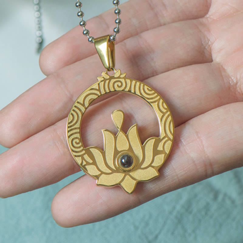 KarmaRipple's Lotus Titanium Steel Enlightenment Projection Shurangama Mantra Pendant Necklace p11