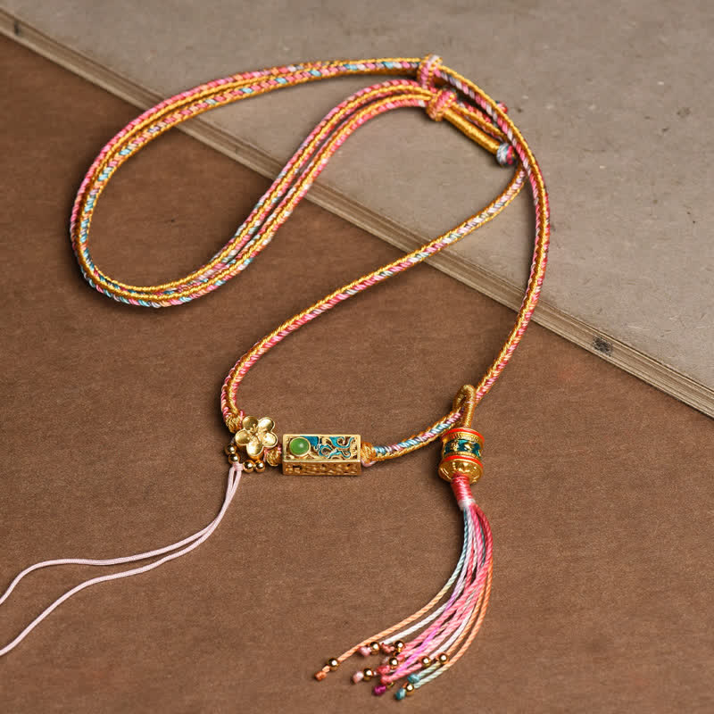 KarmaRipple's Colorful String Bronze Wealth Pendant Necklace p1
