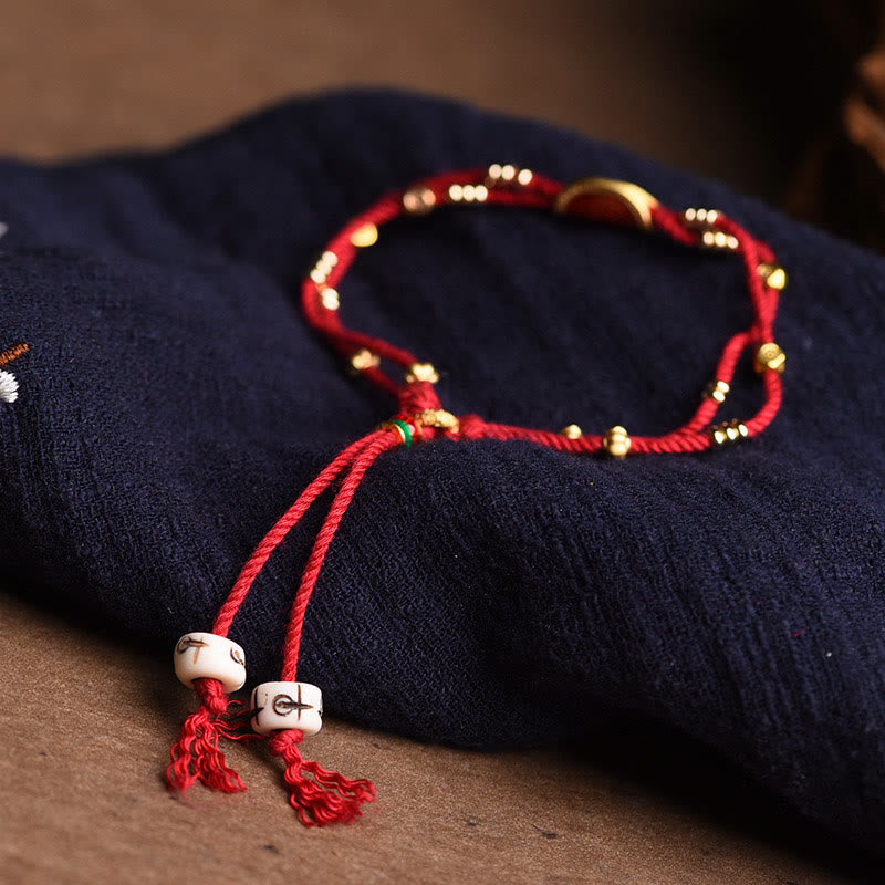 KarmaRipple's Handmade Cinnabar Dumplings Design Fortune Woven Red Rope Bracelet p3