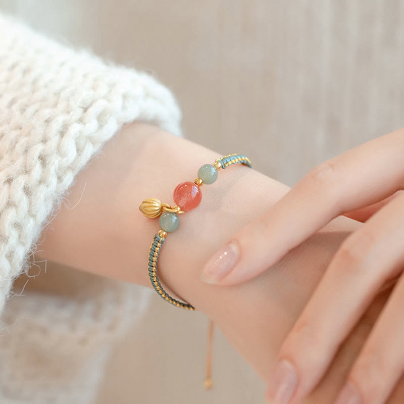 KarmaRipple's Red Agate Jade Lotus Confidence Calm String Bracelet p11