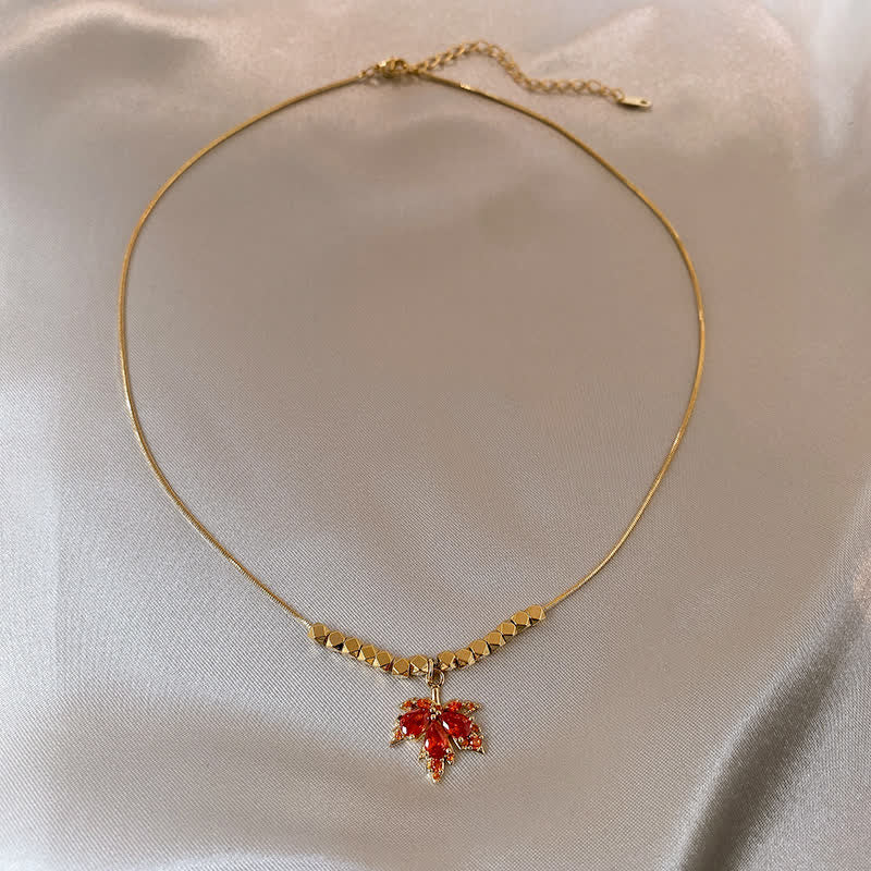 KarmaRipple's Maple Leaf Zircon Fortune Pendant Necklace Ring Earrings p19