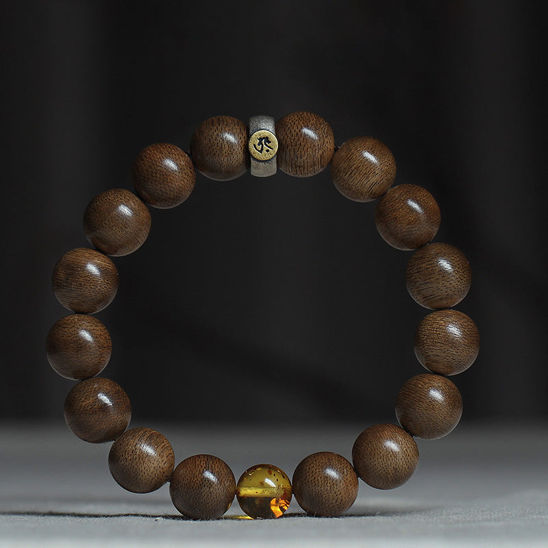 KarmaRipple's Chinese Zodiac Natal Buddha Kalimantan Agarwood Red Agate Amber 925 Sterling Silver Bracelet p2