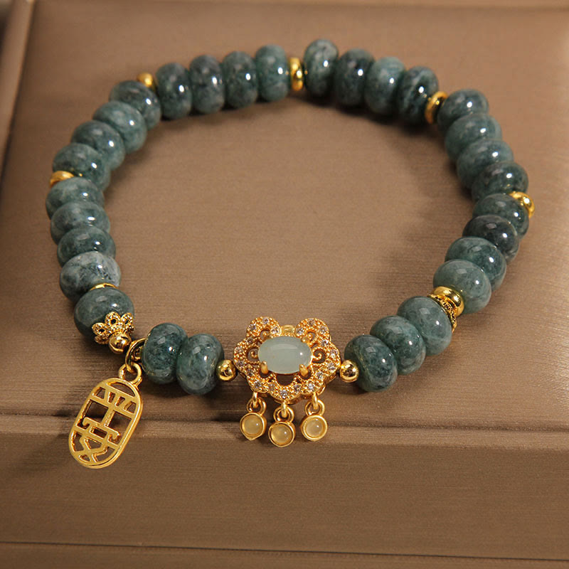 KarmaRipple's Authentic Jade Chinese Lock Talisman Peace Fortune Abundance Bracelet p3