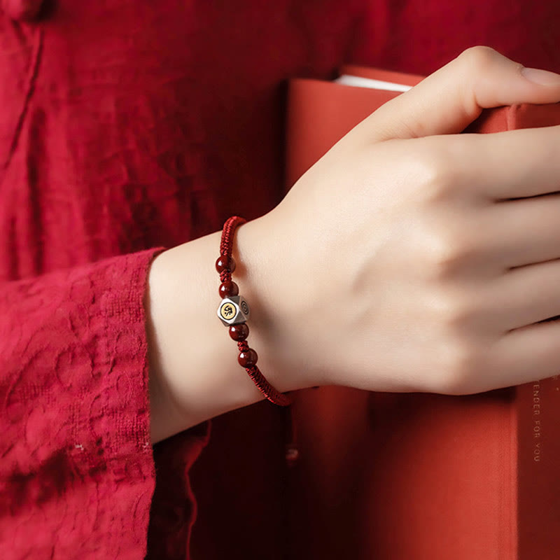 KarmaRipple's 925 Sterling Silver Chinese Zodiac Natal Buddha Cinnabar Calm Bracelet p21