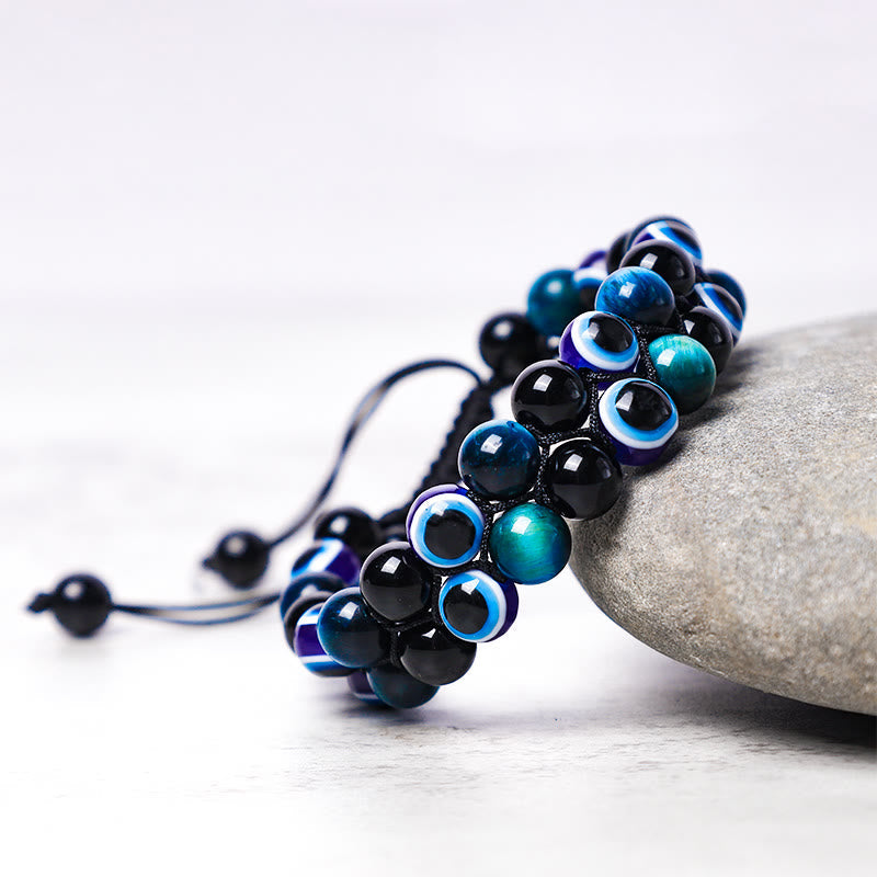 KarmaRipple's Evil Eye Hematite Tiger Eye Protection Beaded Bracelet p9