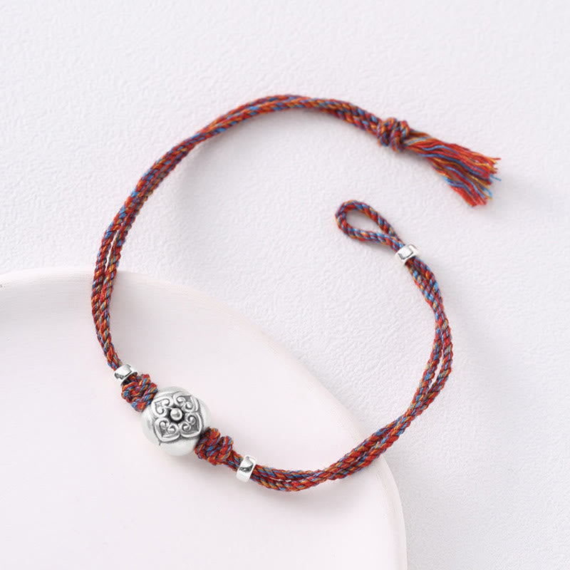 KarmaRipple's 999 Sterling Silver Persimmon Fortune Multicolored Woven Bracelet p21