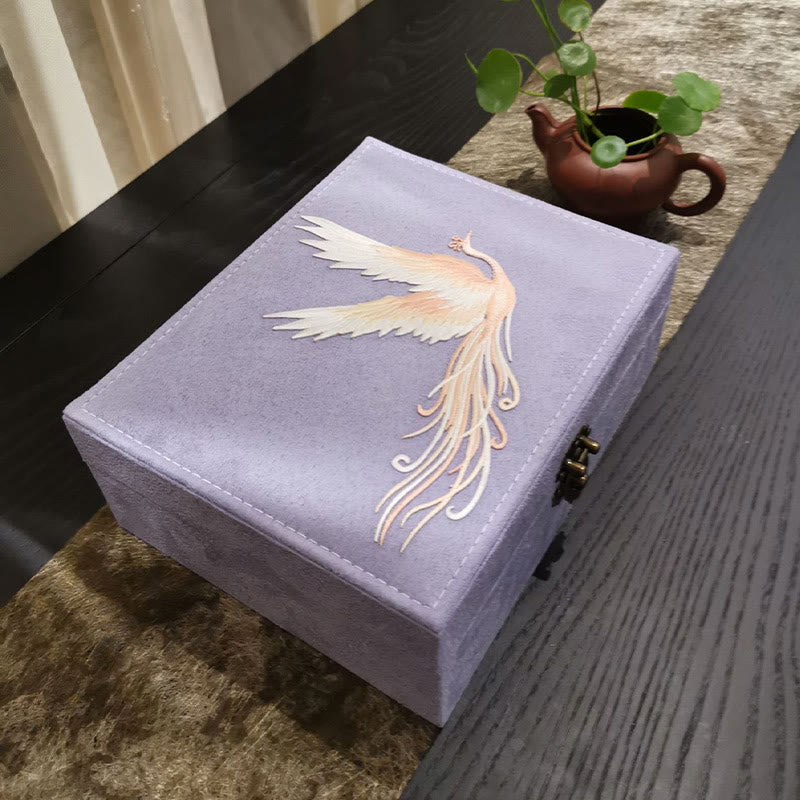 KarmaRipple's Purple Phoenix Jewelry Box Organizer Two-Layer Jewelry Storage Box Flannel Box p10