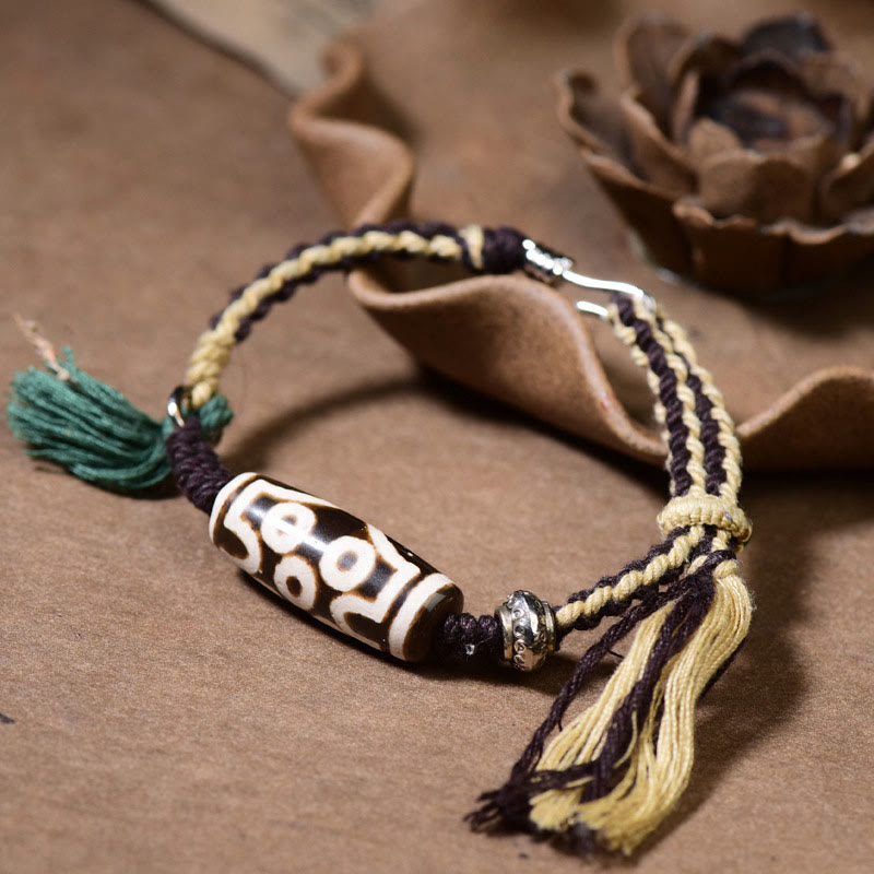 KarmaRipple's Handcrafted Tibetan Nine-Eye Dzi Bead Blessings Rope Bracelet p4