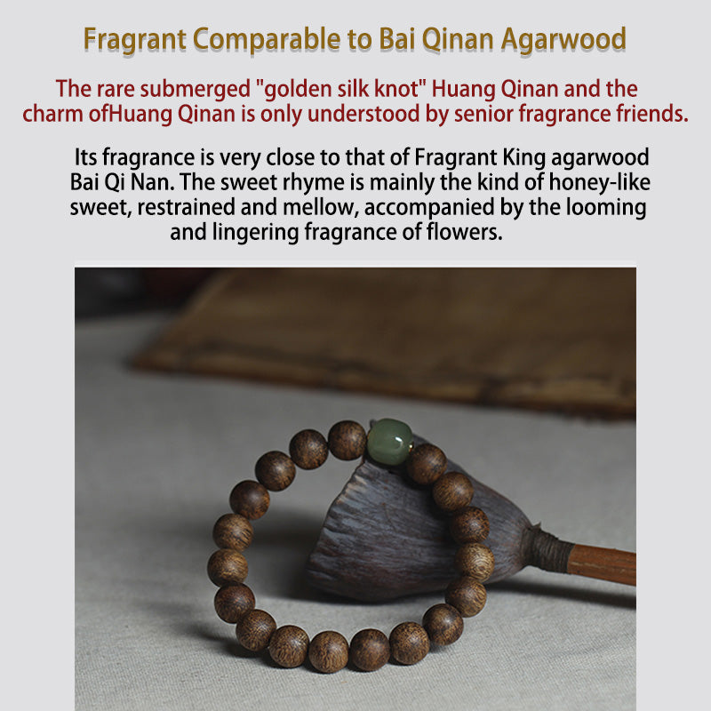 KarmaRipple's Vietnam Huang Qinan Agarwood Hetian Jade Peace Strength Bracelet p8
