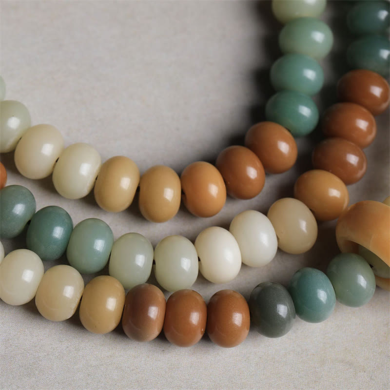 KarmaRipple's 108 Mala Beadwork Gradient Bodhi Seed Buddha Hand Engraved Peace Bracelet p5