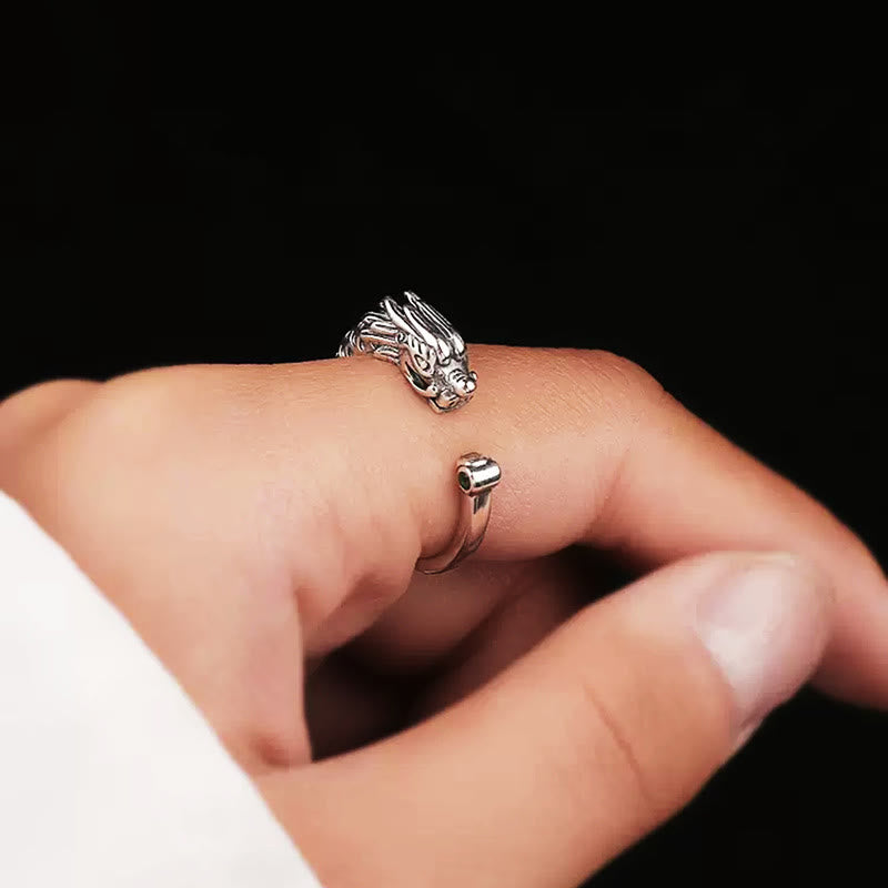 KarmaRipple's Vintage Dragon Design Success Strength Adjustable Ring p6