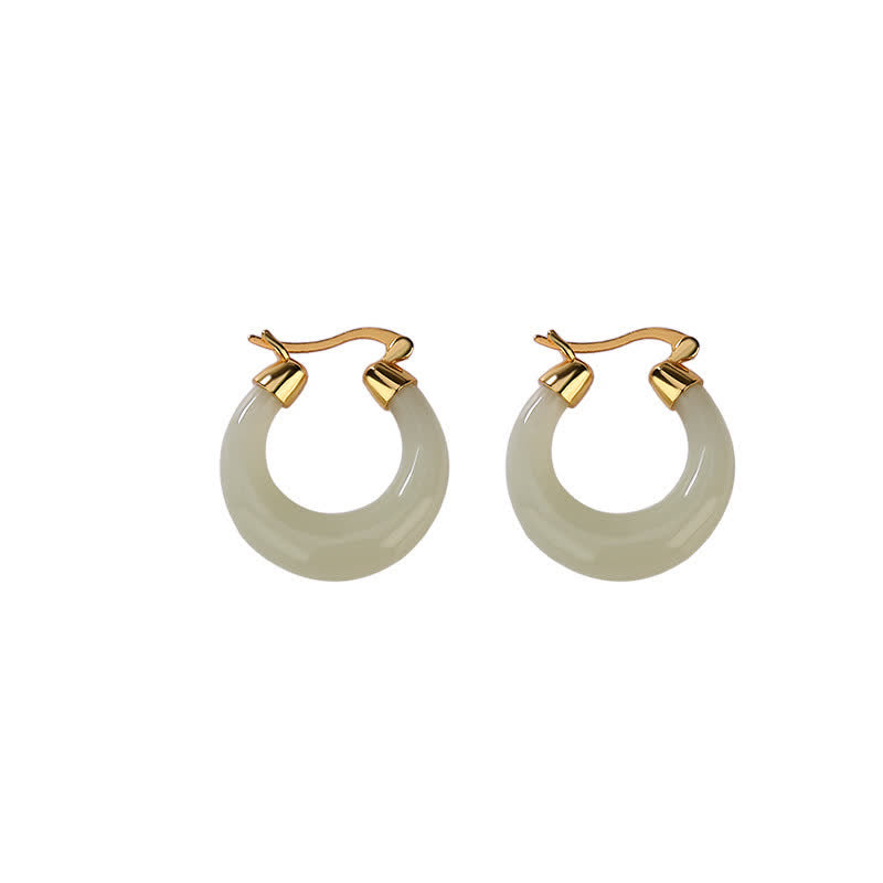 KarmaRipple's Round Jade Cyan Jade Prosperity Fortune Drop Earrings p7