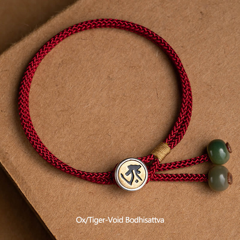 KarmaRipple's 925 Sterling Silver Handmade Chinese Zodiac Natal Buddha Cyan Bodhi Seed Protection Woven Red String Bracelet p10