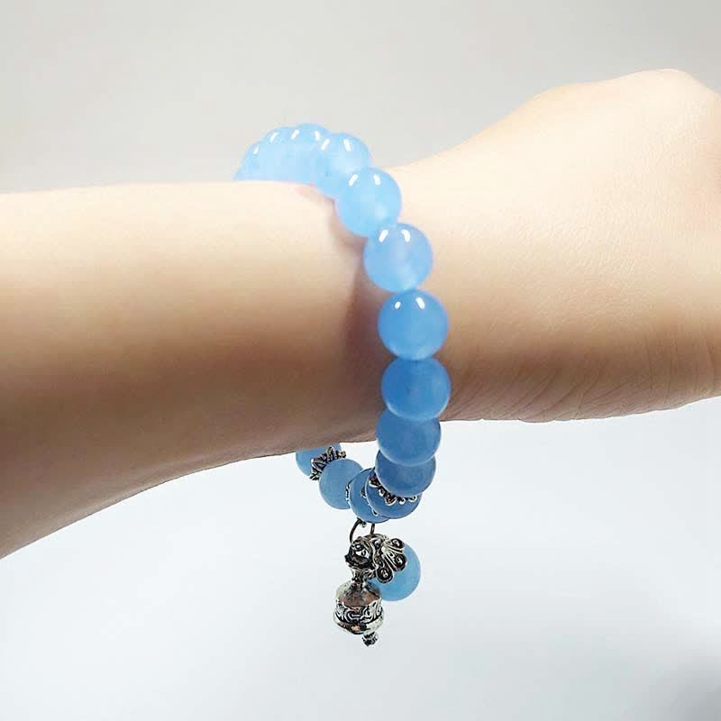 KarmaRipple's Vintage Gemstone Chalcedony Stone Energy Beaded Bell Talisman Bracelet p12