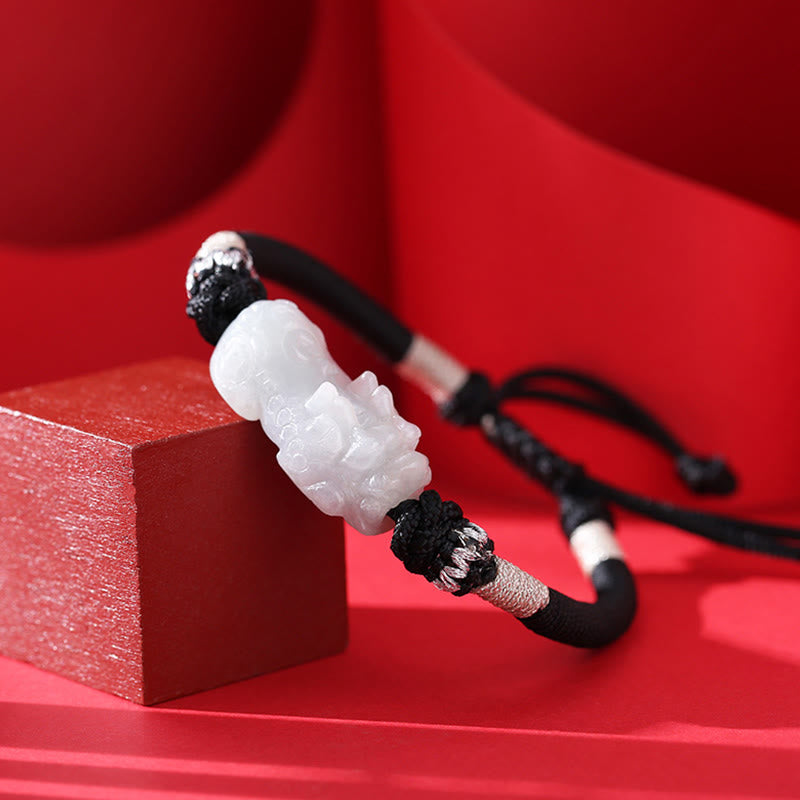 KarmaRipple's Handmade Authentic Jade PiXiu Fortune Prosperity Woven String Bracelet p2