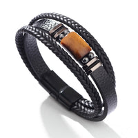 KarmaRipple's Tiger Eye Power Magnetic Buckle Multilayered Leather Bracelet